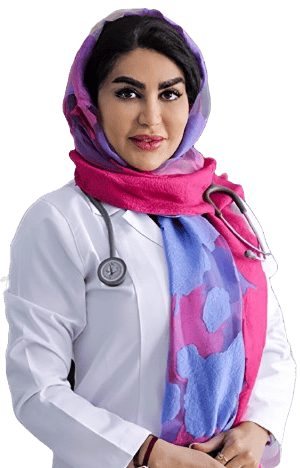 عکس قدی دکتر امجدی با روپوش سفید پزشکی